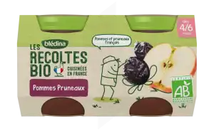 Blédina Les Récoltes Bio Pommes Pruneaux 2 Pots/130g à BRUGES