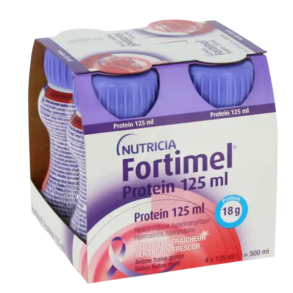 Fortimel Protein Sensation Fraîcheur Nutriment Fraise Givrée 4 Bouteilles/125ml