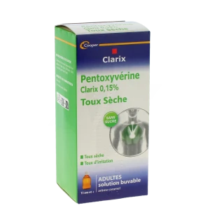Pentoxyverine Clarix 0,15 % Adultes, Sirop