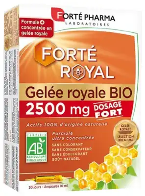 Forte Royal Gelée Royale Bio 2500mg Solution Buvable 20 Ampoules/10ml à Beaujeu-Saint-Vallier-Pierrejux-et-Quitteur
