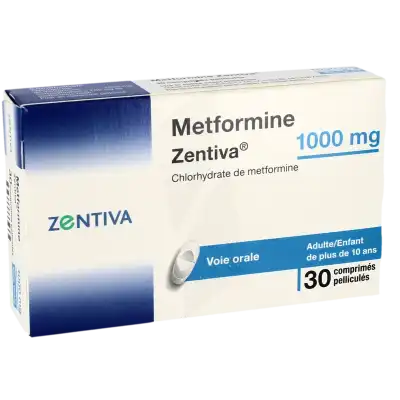METFORMINE ZENTIVA 1000 mg, comprimé pelliculé