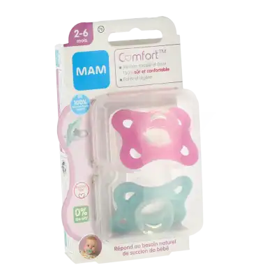 Mam Sucette Comfort Silicone 2-6mois Rose B/2 à ANGLET