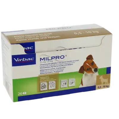 Milpro 2,5 Mg/25 Mg Comprimes Pellicules Pour Petits Chiens Et Chiots, Comprimé Pelliculé à Ménilles