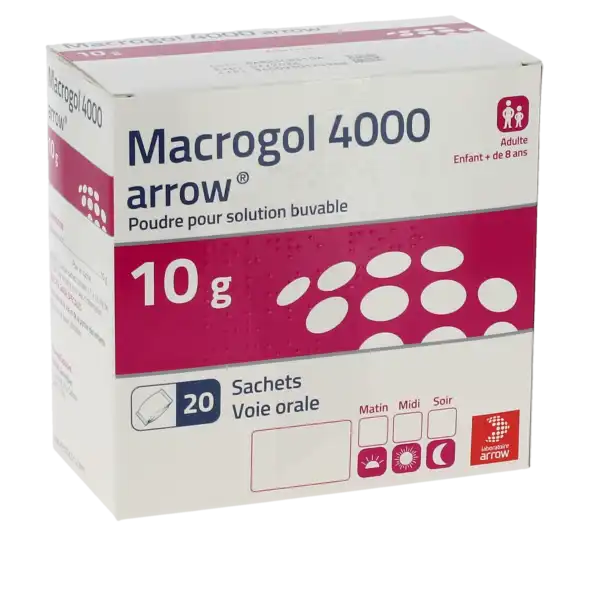 Macrogol 4000 Arrow 10 G, Poudre Pour Solution Buvable En Sachet