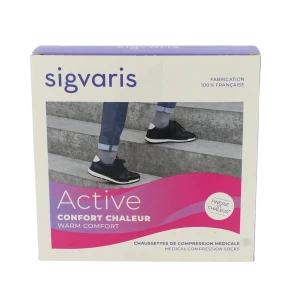 Sigvaris Active Confort Chaleur Chaussettes  Femme Classe 2 Noir Small Long