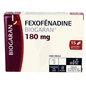 Fexofenadine Biogaran 180 Mg, Comprimé Pelliculé