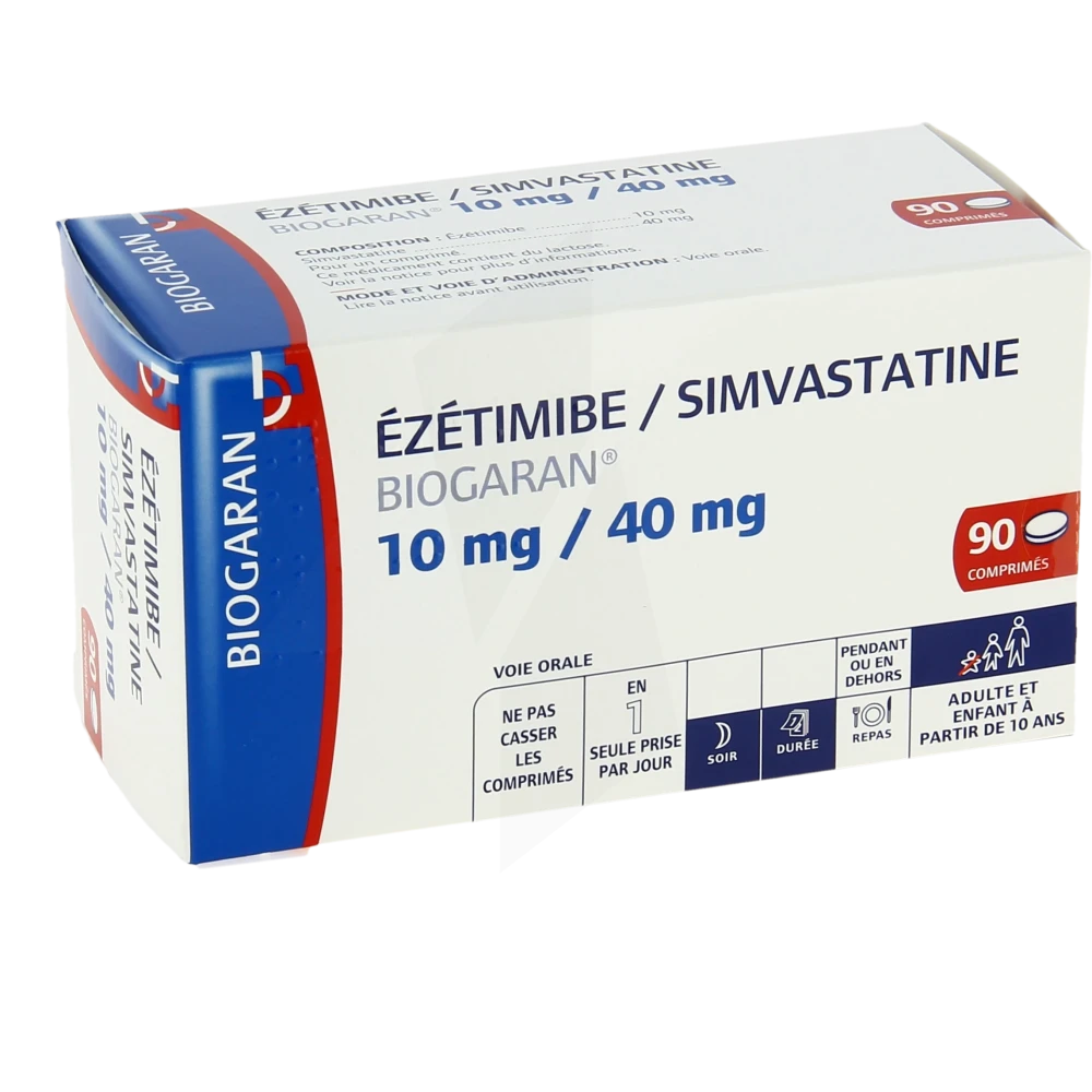 Ezetimibe/simvastatine Biogaran 10 Mg/40 Mg, Comprimé