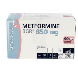 Metformine Bgr 850 Mg, Comprimé Pelliculé
