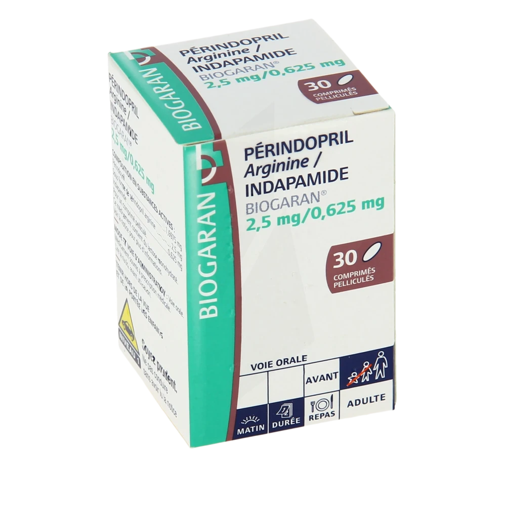 Perindopril Arginine/indapamide Biogaran 2,5 Mg/0,625 Mg, Comprimé Pelliculé