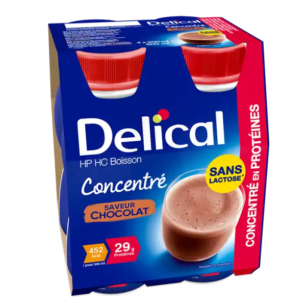 Delical Boisson Hp Hc Concentrée Nutriment Chocolat 4 Bouteilles/200ml