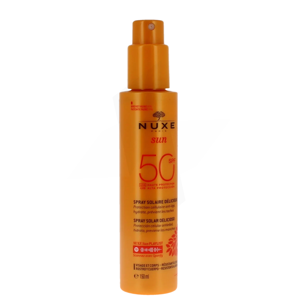 Nuxe Sun Spray Solaire Délicieux Haute Protection Spf50 Visage Et Corps Flacon De 150 Ml