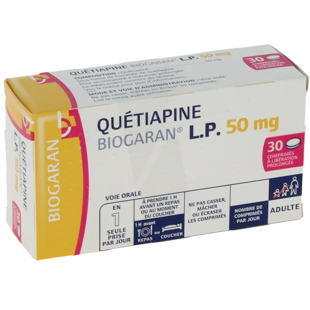 Quetiapine Biogaran Lp 50 Mg, Comprimé à Libération Prolongée