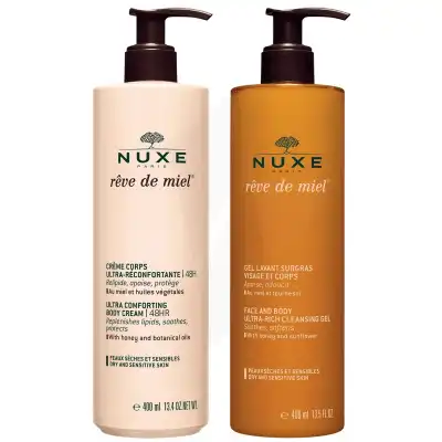 Nuxe Gel Lavant Surgras Visage Et Corps Rêve De Miel® 400ml + Crème Corps à Dreux