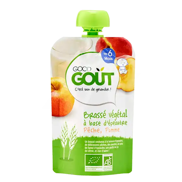 Good Goût Alimentation Infantile Brassé épeautre Pomme Pêche Gourde/90g