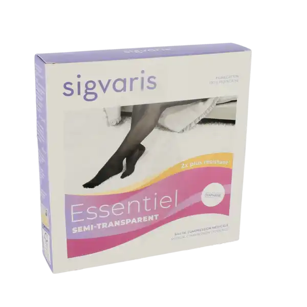 Sigvaris Essentiel Semi-transparent Bas Auto-fixants  Femme Classe 2 Noir Small Normal