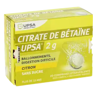 Citrate De Betaine Citron Upsa 2 G Sans Sucre, Comprimé Effervescent édulcoré à La Saccharine Sodique à Mérignac