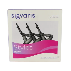 Sigvaris Styles Motifs Plumetis Bas Auto-fixants Classe 2 Femme Noir Normal L