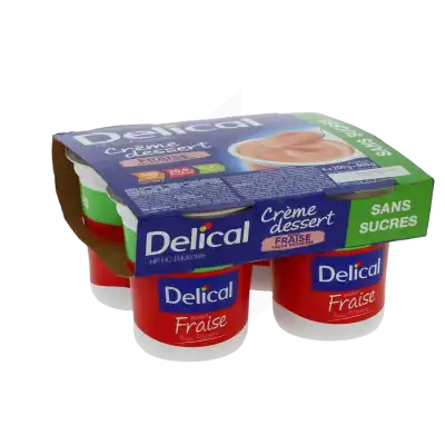 Delical Crème Hp Hc Sans Sucres Nutriment Fraise Façon Pâtissière 4pots/200g à MARIGNANE