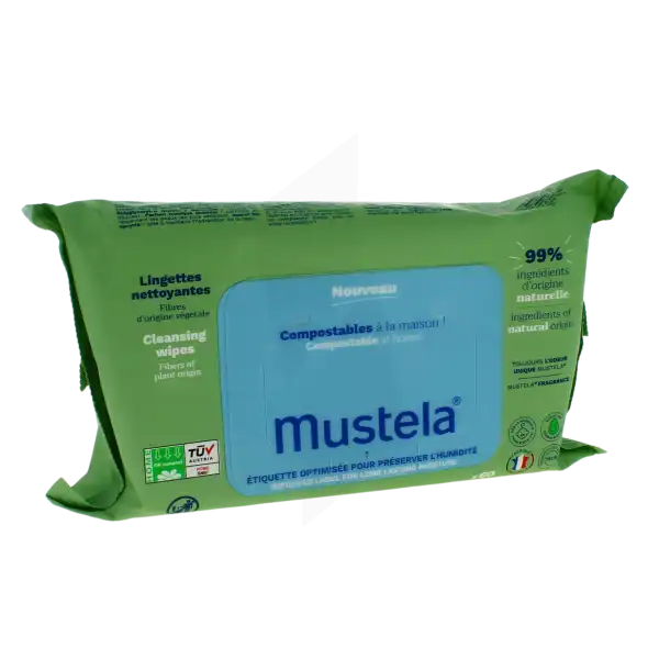 Mustela Lingettes nettoyantes compostables parfumées Paquet de 60