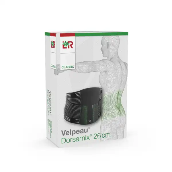 Velpeau Classic Dorsamix Ceinture Lombaire Noir/vert Taille 5 Hauteur 26cm
