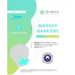 Masque Barrière Non Médical Enfant (4/10 Ans) Blancs B/6 à La Sauve