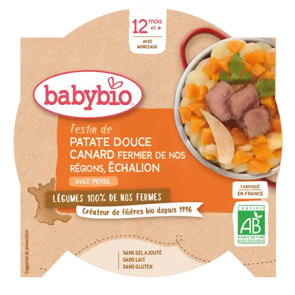 Babybio Alimentation Infantile Patate Douce Canard Assiette/230g