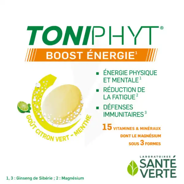 Santé Verte Toniphyt Boost Comprimés Effervescents Citron Vert Menthe B/45