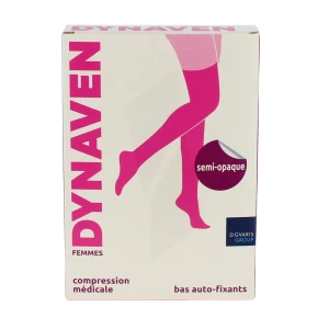Sigvaris Dynaven Semi-opaque Bas Auto-fixants Morpho+ Classe 2 Femme Noir Normal L