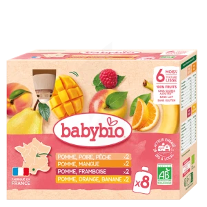 Babybio Aliment Infant Multi Parfums Fruits 2 8gourdes/90g