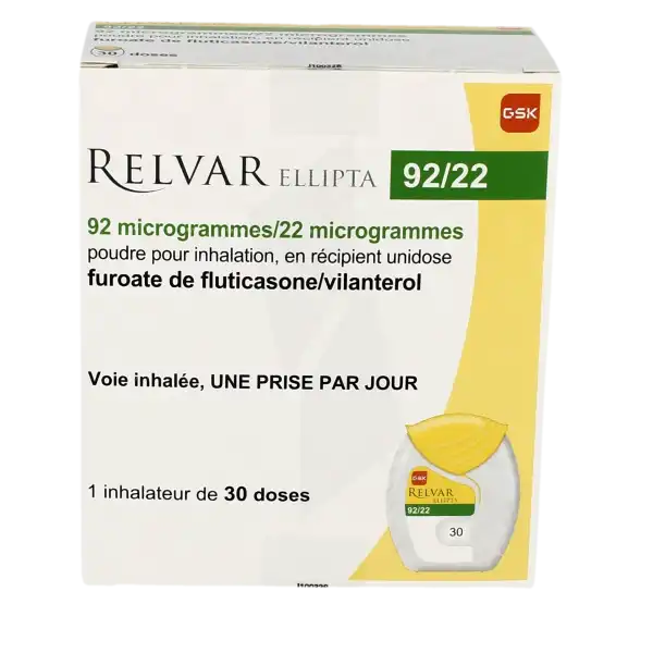 Relvar Ellipta 92 Microgrammes/22 Microgrammes, Poudre Pour Inhalation, En Récipient Unidose