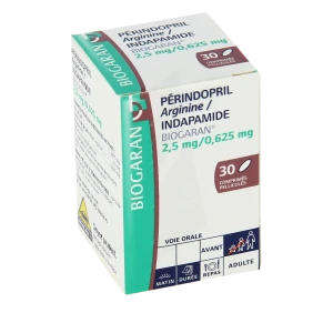 Perindopril Arginine/indapamide Biogaran 2,5 Mg/0,625 Mg, Comprimé Pelliculé