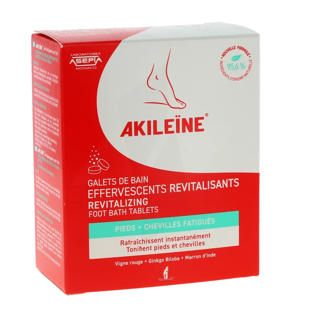Akileine Soins Rouges Galet De Bain Effervescent Revitalisant 6 Doses De 20 G
