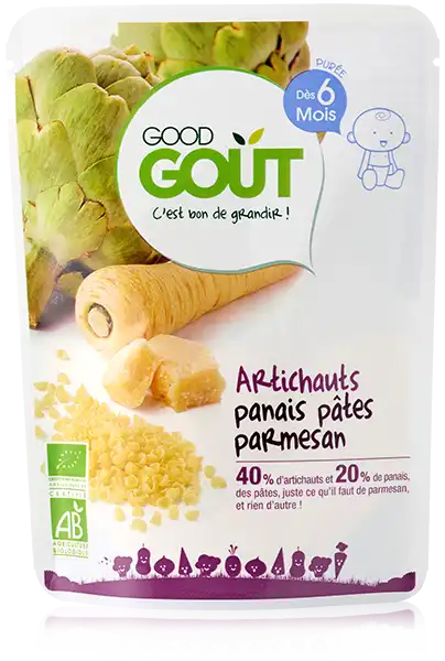 Good Goût Alimentation Infantile Artichauts Panais Pâtes Parmesan Gourde/190g