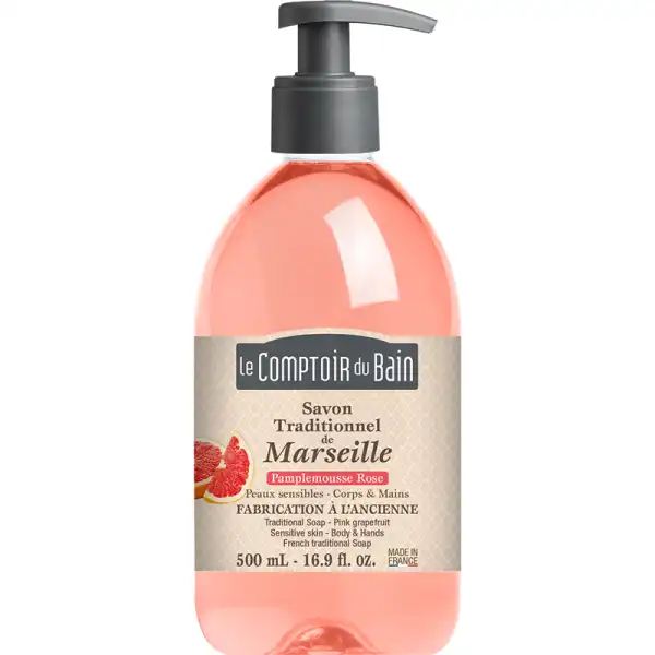 Le Comptoir Du Bain Savon Traditionnel De Marseille Pamplemousse Rose Fl Pompe/500ml