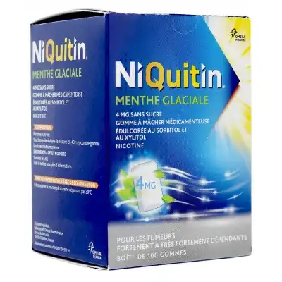 Niquitin Menthe Glaciale 4 Mg Sans Sucre, Gomme à Mâcher Médicamenteuse édulcorée Au Sorbitol Et Au Xylitol à Bordeaux