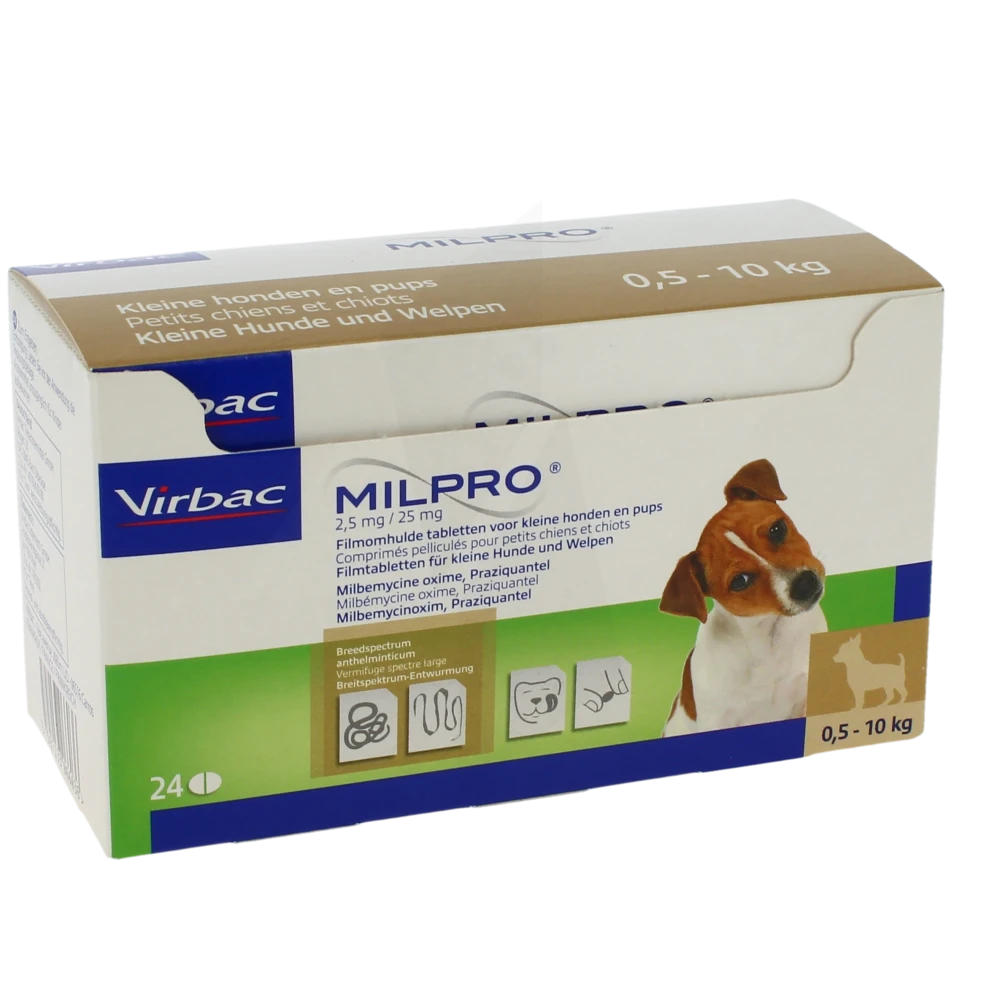 Milpro 2,5 Mg/25 Mg Comprimes Pellicules Pour Petits Chiens Et Chiots, Comprimé Pelliculé