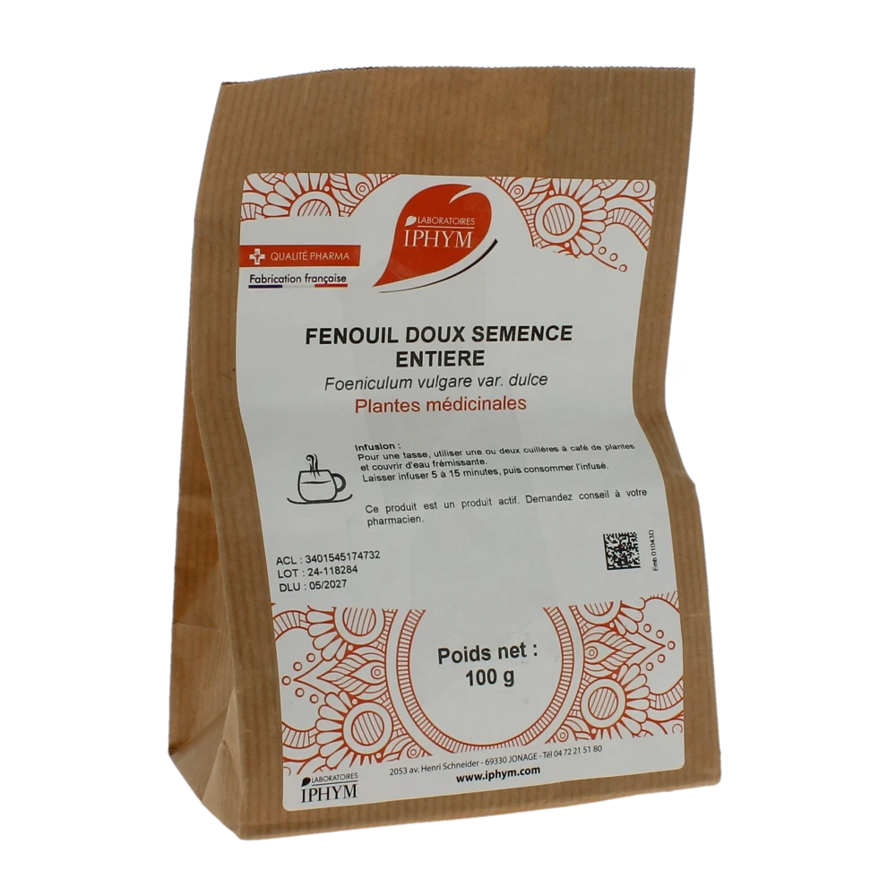 Iphym Santé Fenouil Doux Plantes En Vrac Entières Et Coupées 100g