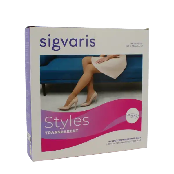 Sigvaris Styles Divin Eclat Transparent Bas Auto-fixants Classe 2 Femme Noir Normal S