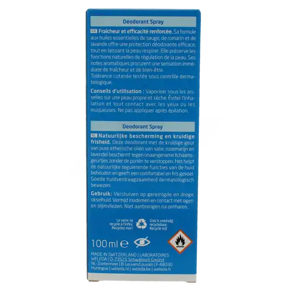 Weleda Gestes Fraicheur Déodorant Sauge Spray/100ml