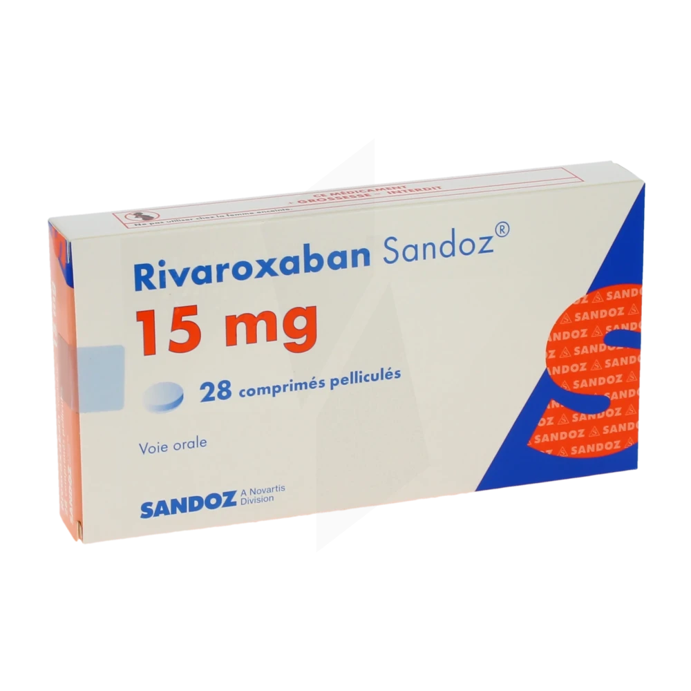 Rivaroxaban Sandoz 15 Mg Cpr Pell Plq Pvc/pvdc/alu/28