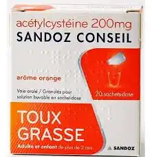 Acetylcysteine Sandoz Conseil 200 Mg, Granulés Pour Solution Buvable En Sachet-dose à Pessac
