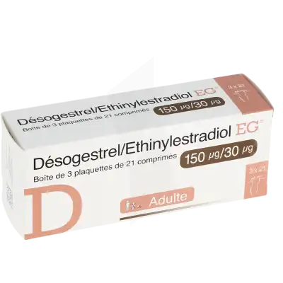 Desogestrel/ethinylestradiol Eg 150 Microgrammes/30 Microgrammes, Comprimé à Agen