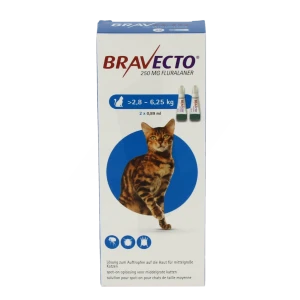 Bravecto 250 Mg Solution Pour Spot-on Pour Chats De Taille Moyenne (> 2,8 - 6,25 Kg), Solution Pour Spot-on