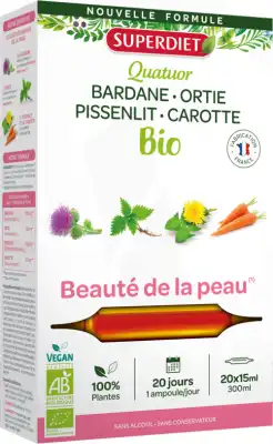 Superdiet Quatuor Bio Solution Buvable Beauté De La Peau 20 Ampoules/15ml à Bordeaux