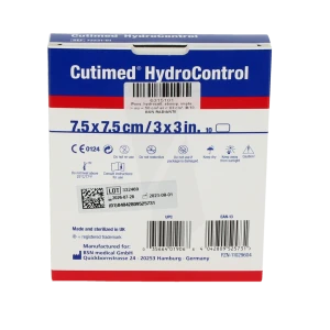 Cutimed Hydrocontrol Pans Absorbant Stérile Adhésif 7,5x7,5cm B/10