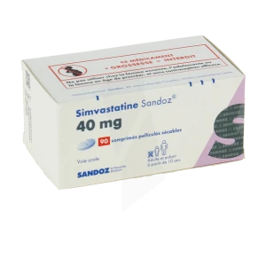 Simvastatine Sandoz 40 Mg, Comprimé Pelliculé Sécable