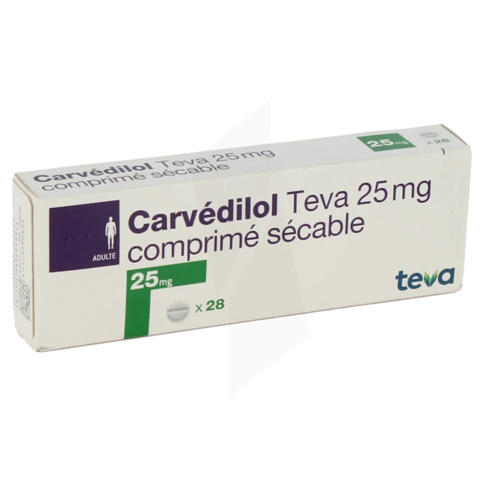 Carvedilol Teva 25 Mg, Comprimé Sécable