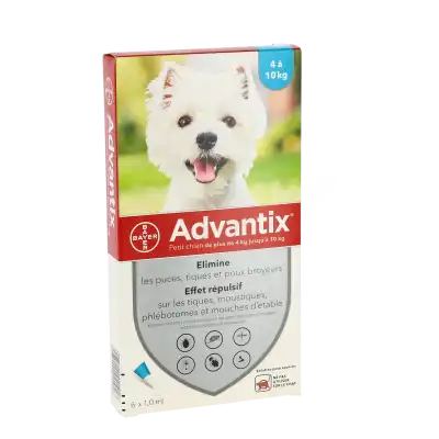 Advantix Solution externe petit chien 4-10kg 6 Pipettes/2,5ml