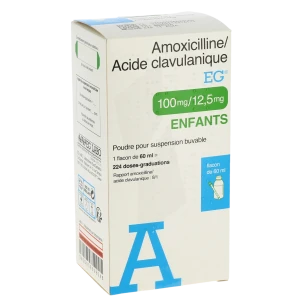 Amoxicilline/acide Clavulanique Eg Labo-laboratoires Eurogenerics 100 Mg/12,5 Mg Par Ml Enfants, Poudre Pour Suspension Buvable En Flacon (rapport Amoxicilline/acide Clavulanique : 8/1)