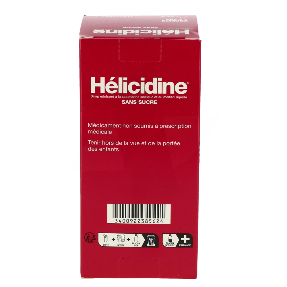 Helicidine Sirop Sans Sucre 250ML Therabel pour la Toux Sèche - Serelys  pharma